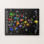 Farbiger Autismus Weihnachtsbaum Puzzle (Horizontal)