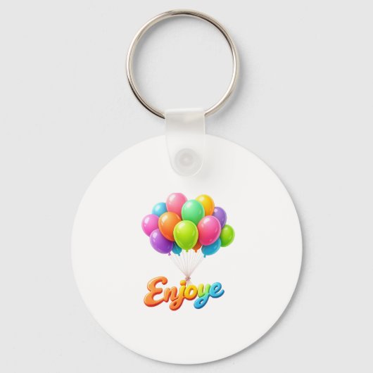 „Farbiger Ballon ‚Enjoye‘ schwebender Textanhänger Schlüsselanhänger (Vorderseite)