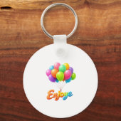 „Farbiger Ballon ‚Enjoye‘ schwebender Textanhänger Schlüsselanhänger (Vorderseite)