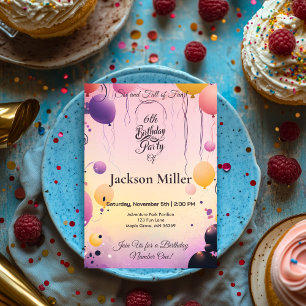 Farbiger Ballon-Geburtstag mit bezauberndem Capyba Einladung