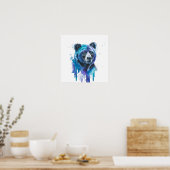 Farbiger Bär Aquarell Kunstwerk Poster (Küche)
