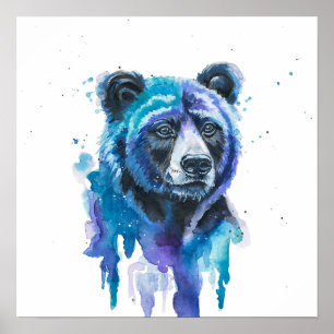Farbiger Bär Aquarell Kunstwerk Poster