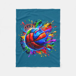 Farbiger Basketballkorb-Spieler-Bruder-Design Fleecedecke