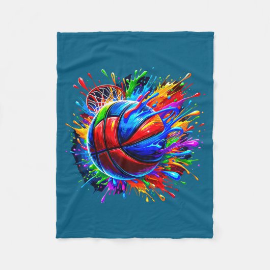 Farbiger Basketballkorb-Spieler-Bruder-Design Fleecedecke (Vorderseite)