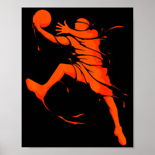 Farbiger Basketballspieler Fan Hoops Kunstwerk Poster
