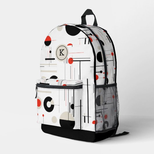 Farbiger Bauhaus-geometrischer Ausdruck Bedruckter Rucksack (Rückseitige Ecke Rechts)