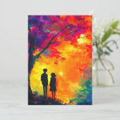 Farbiger Baum der Liebe Feiertagskarte (Stehend Vorderseite)
