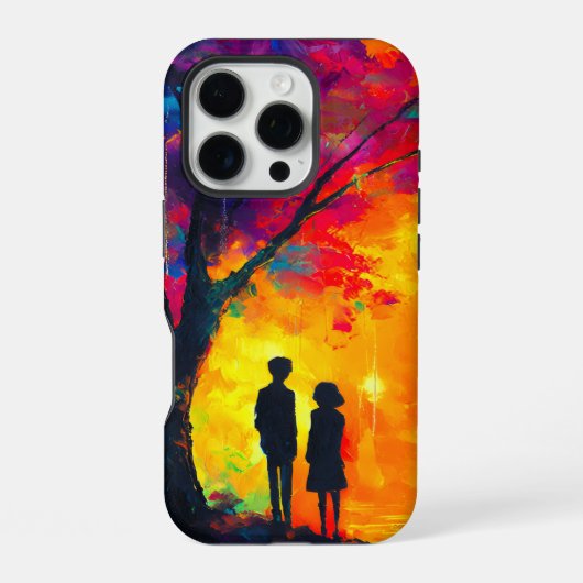 Farbiger Baum der Liebe iPhone Hülle (Rückseite)