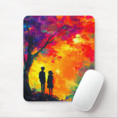 Farbiger Baum der Liebe Mousepad (Mit Mouse)