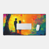 Farbiger Baum der Liebe Schreibtischunterlage (Tastatur & Maus)