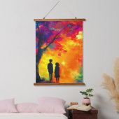 Farbiger Baum der Liebe Wandteppich Mit Holzrahmen (Schlafzimmer)