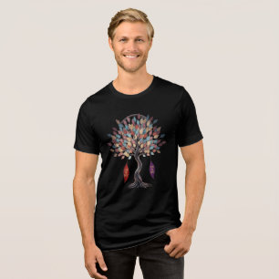 Farbiger Baum des Lebens – Künstlerisches Natur-T- Tri-Blend Shirt