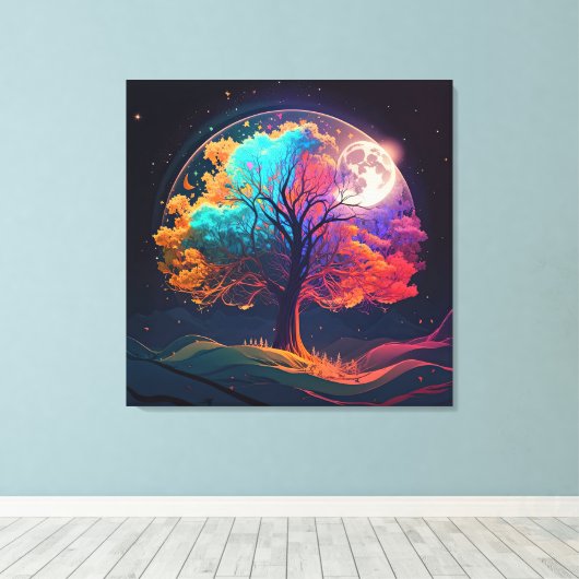 Farbiger Baum Monte Galaxy Fantasie Leinwanddruck (Insitu (Holzboden))
