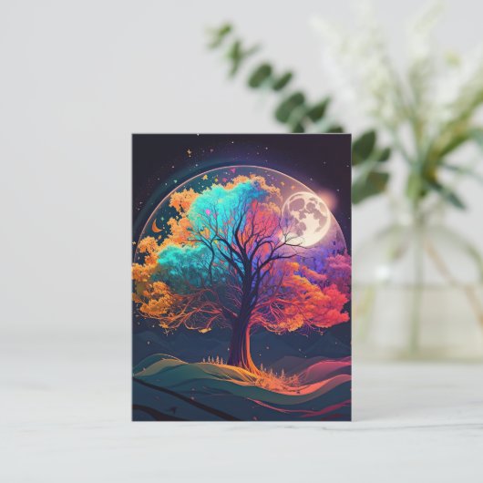 Farbiger Baum Monte Galaxy Fantasie Postkarte (Stehend Vorderseite)
