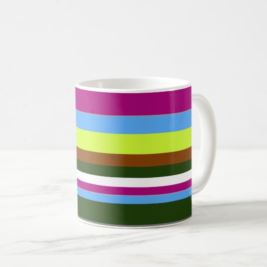 Farbiger, benutzerdefinierter Designerstreifen Kaffeetasse (VorderseiteRechts)