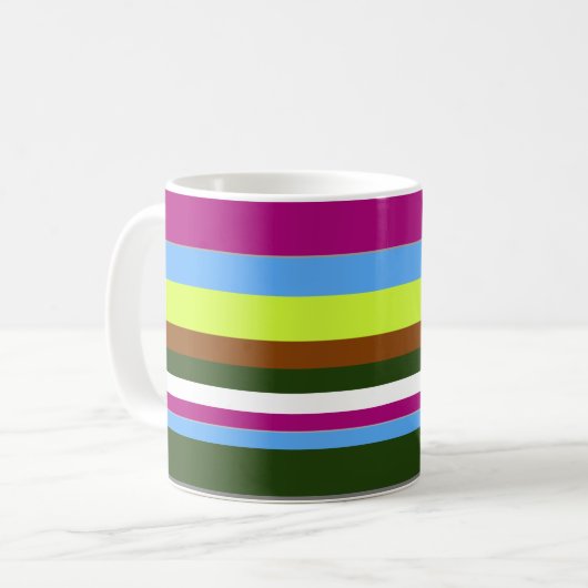 Farbiger, benutzerdefinierter Designerstreifen Kaffeetasse (Vorderseite Links)