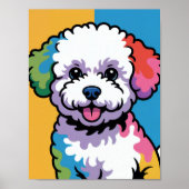 Farbiger Bichon Frise Hund Pop Art Poster (Vorne)