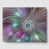 Farbiger Big Blume Abstrakter Trippy Fraktal Text Gästebuch (Rückseite)