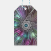 Farbiger Big Blume Abstrakter Trippy Fraktal Text Geschenkanhänger (Rückseite)