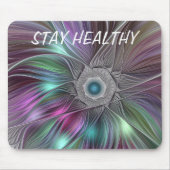 Farbiger Big Blume Abstrakter Trippy Fraktal Text Mousepad (Vorne)