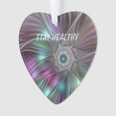 Farbiger Big Blume Abstrakter Trippy Fraktal Text Ornament (Vorderseite)
