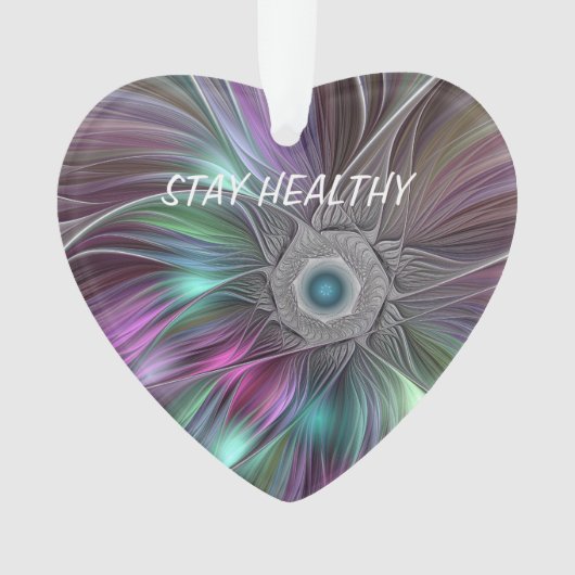 Farbiger Big Blume Abstrakter Trippy Fraktal Text Ornament (Vorderseite)