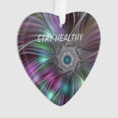 Farbiger Big Blume Abstrakter Trippy Fraktal Text Ornament (Vorderseite)