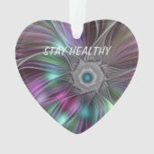 Farbiger Big Blume Abstrakter Trippy Fraktal Text Ornament (Rückseite)