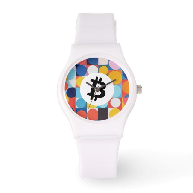 Farbiger Bitcoin Armbanduhr (Vorderseite)