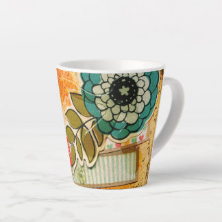 Farbiger blauer und gelber Blumen-Latte-Mug Milchtasse