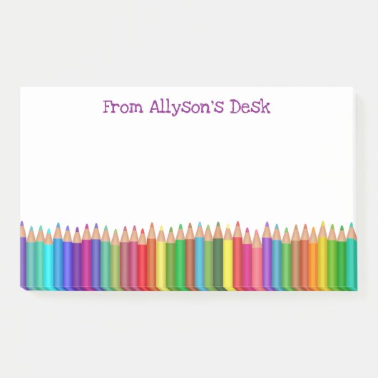 Farbiger Bleistift-glücklicher heller Spaß scherzt Post-it Klebezettel (Vorderseite)