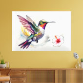 Farbiger Bleistift Hummingbird mit Blume Leinwanddruck (Insitu (Wohnzimmer))