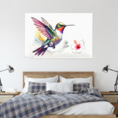 Farbiger Bleistift Hummingbird mit Blume Leinwanddruck (Insitu (Schlafzimmer))