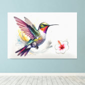 Farbiger Bleistift Hummingbird mit Blume Leinwanddruck (Insitu (Holzboden))