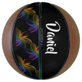 Farbiger Blumendruck schwarz Basketball (Vertikal)