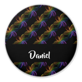 Farbiger Blumendruck schwarz Keramikknauf