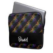 Farbiger Blumendruck schwarz Laptopschutzhülle (Vorderseite Links)