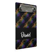 Farbiger Blumendruck schwarz Mini Klemmbrett (Schrägansicht)