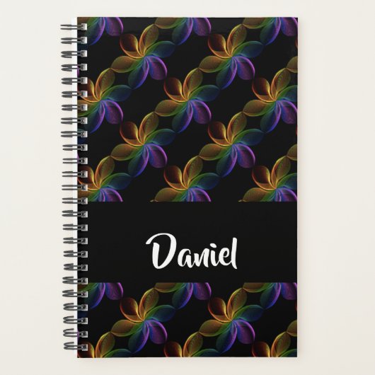 Farbiger Blumendruck schwarz Planer (Vorderseite)