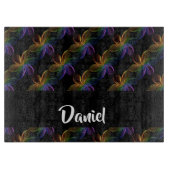 Farbiger Blumendruck schwarz Schneidebrett (Vorderseite)