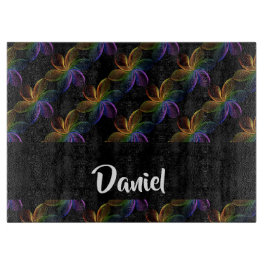 Farbiger Blumendruck schwarz Schneidebrett