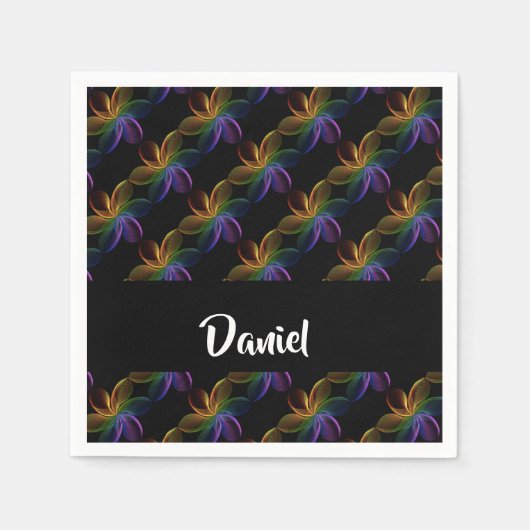 Farbiger Blumendruck schwarz Serviette (Vorderseite)