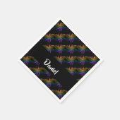 Farbiger Blumendruck schwarz Serviette (Ecke)