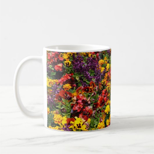 Farbiger blumengeschmückter Hintergrund Kaffeetasse (Links)