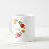 Farbiger Blumenkranz - Für den Muttertag Kaffeetasse (Vorderseite Links)