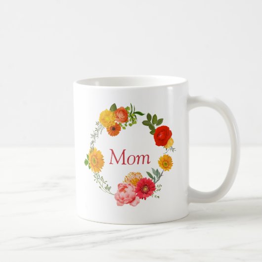 Farbiger Blumenkranz - Für den Muttertag Kaffeetasse (Rechts)