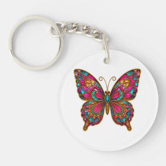 Farbiger Boho-Mandala-Schmetterling-Acryl-Schlüsse Schlüsselanhänger