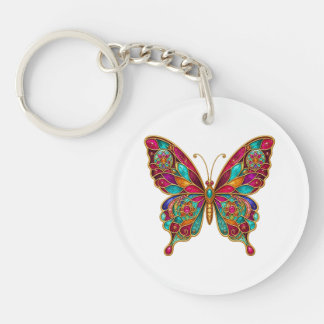 Farbiger Boho-Mandala-Schmetterling-Acryl-Schlüsse Schlüsselanhänger