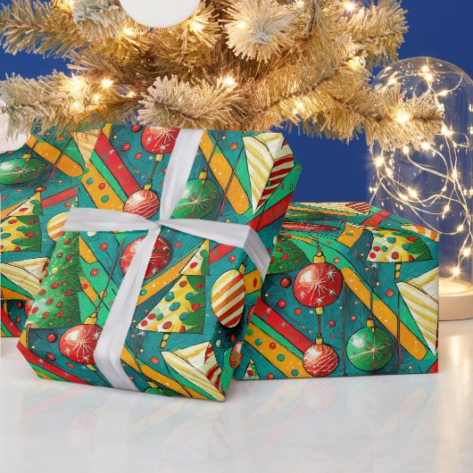 Farbiger Boho-Weihnachten Geschenkpapier (Feiertage)
