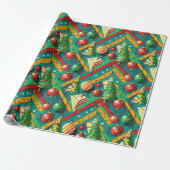 Farbiger Boho-Weihnachten Geschenkpapier (Ungerollt)